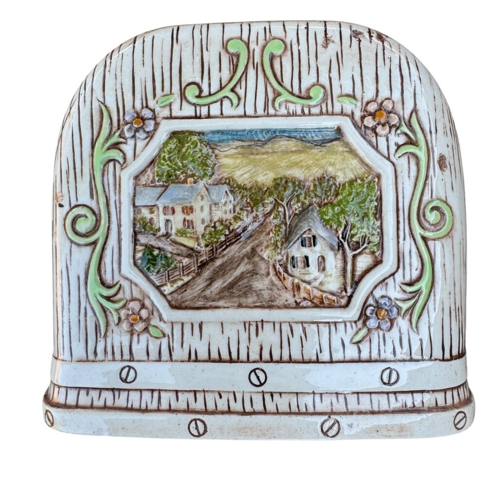 Vintage 80's Duncan Enterprises 1983 Ceramic Napkin Holder Cottage Grandma Core